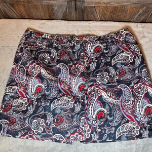 Charter Club Paint Shop Paisley Skort Womens 18 Blue Red Golf Casual Shorts